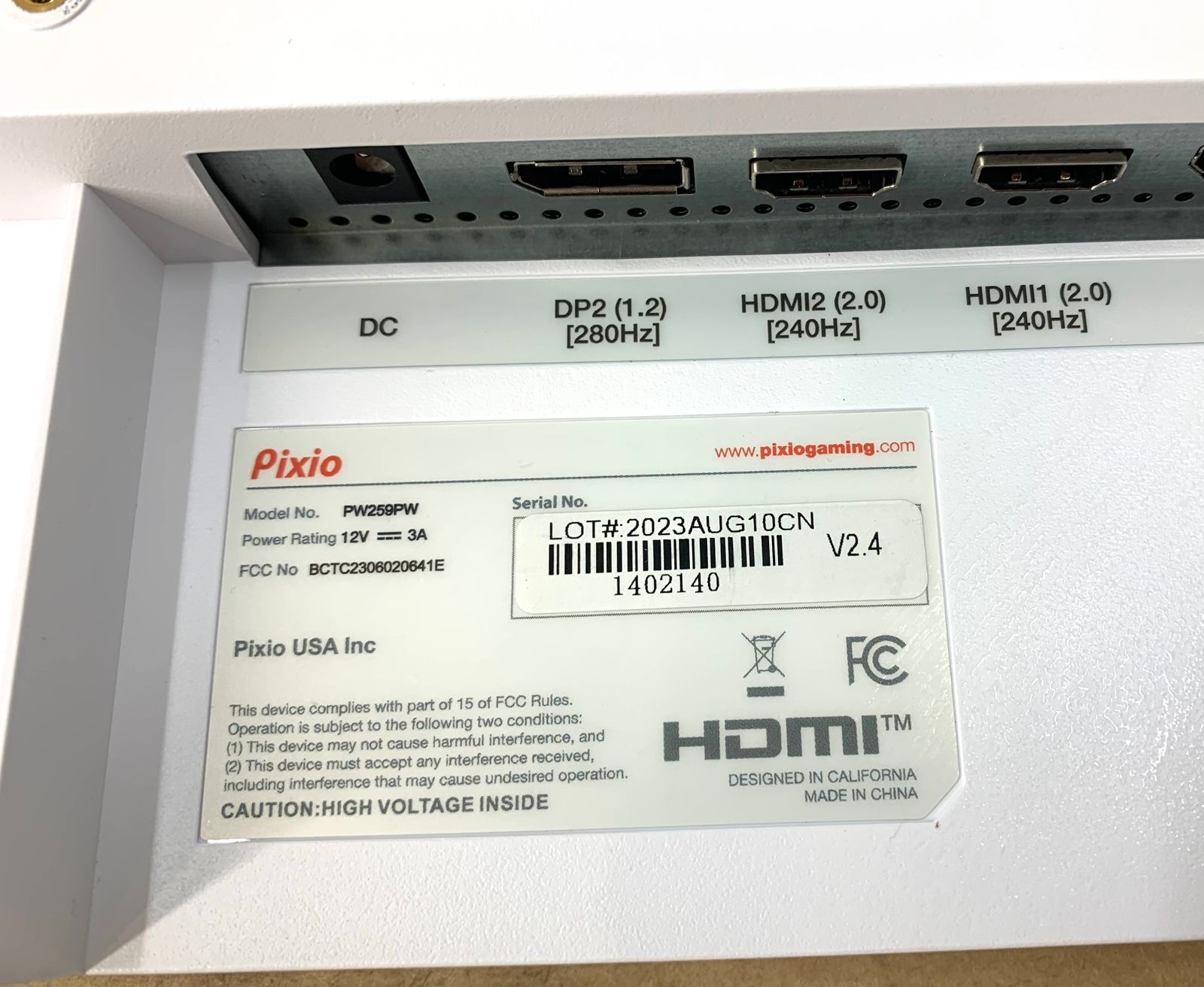 PX259 Prime S / White 360hz ゲーミングモニター Pixio PX259 Prime S White | 25 inch 1080p 360Hz 1 ms IPS eSports