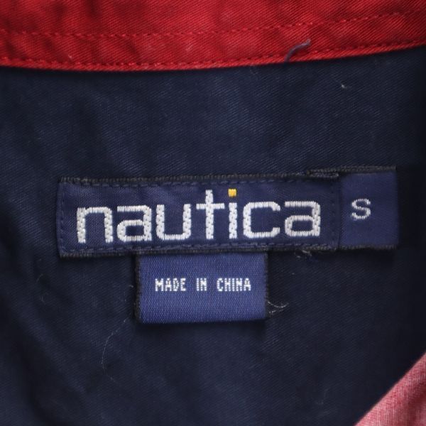 ノーティカ 90s バック 刺繍 ストライプ柄 半袖 シャツ S NAUTICA メンズ  220717 メール便可