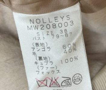 【美品】　NOLLEY'S sophi　上質　アンゴラ　ウールコート　38サイズ Nolley's SOPHI ノーリーズ レディース ウールコート ノーカラー