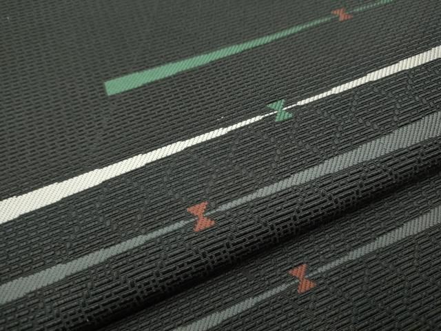 平和屋着物○本場筑前博多織 八寸名古屋帯 吉祥文 黒地 正絹 逸品
