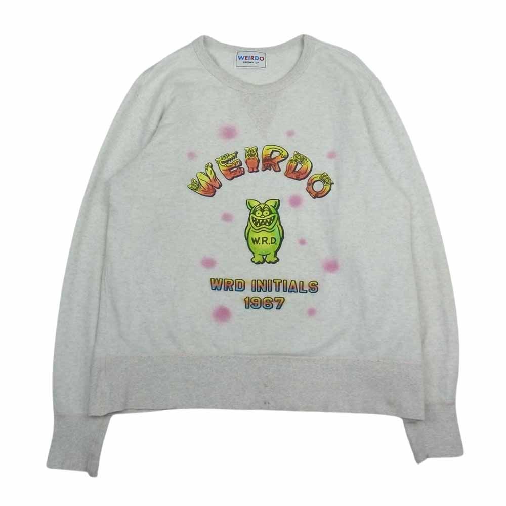 WEIRDO ウィアード 18AW WRD-18-AW-15 INITIALS SWEAT オリジナル エアブラシ 前V クルーネック スウェット グレー系 M【中古】