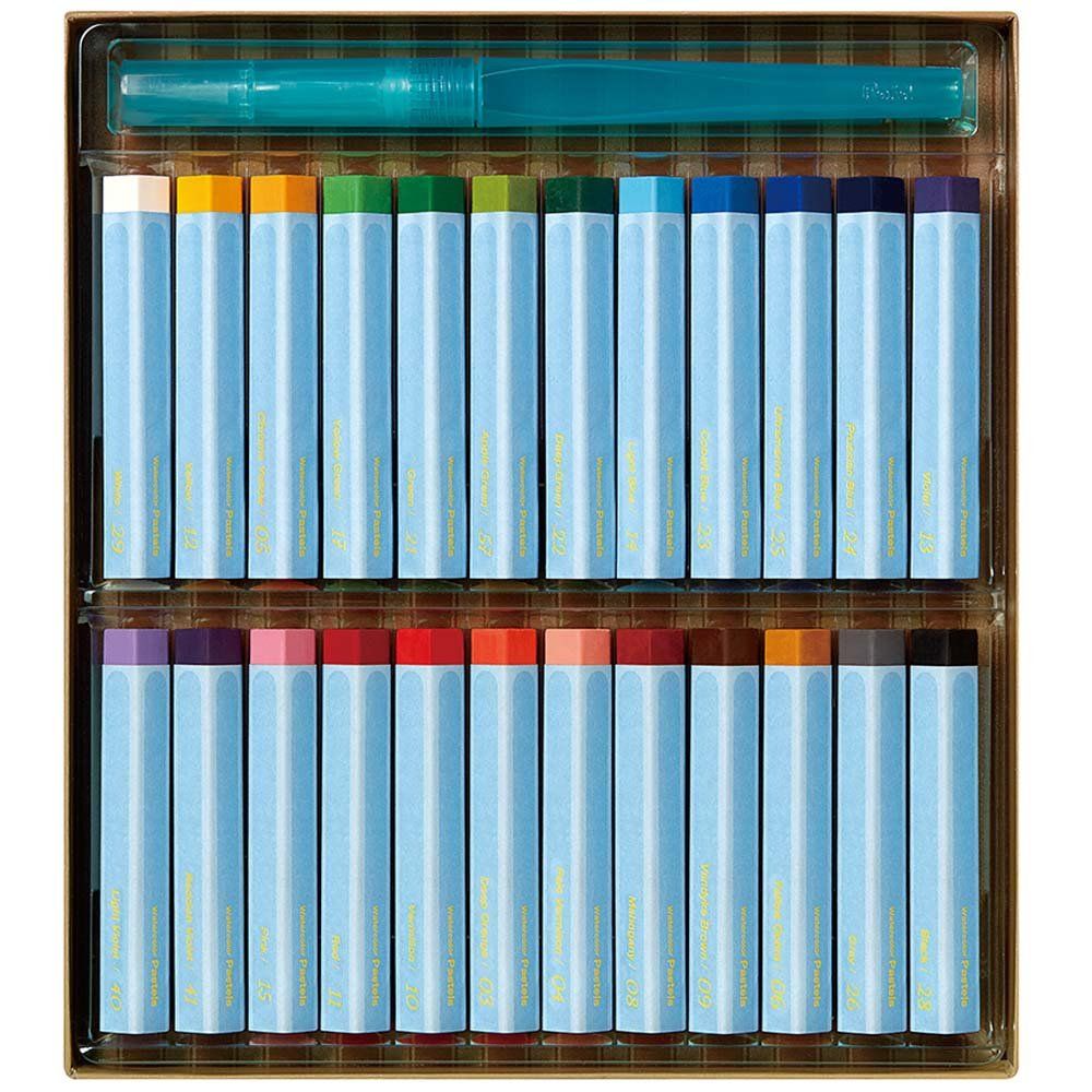 まとめ買い ぺんてる Vistage ヴィスタージュ 大人の水彩パステル 24色 みず筆付き GHW1-24 ×3セット