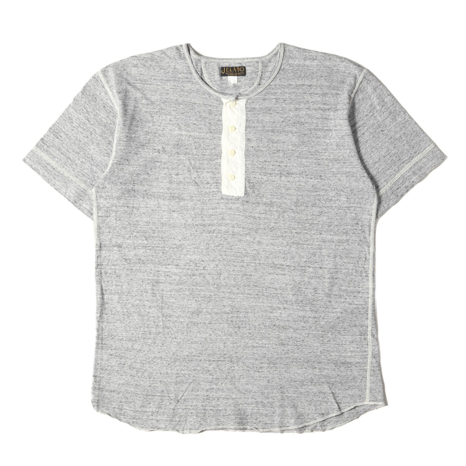 JELADO ジェラード Tシャツ サイズ:40(L) ヘンリーネック ごま塩 半袖Tシャツ 杢グレー トップス カットソー【メンズ】