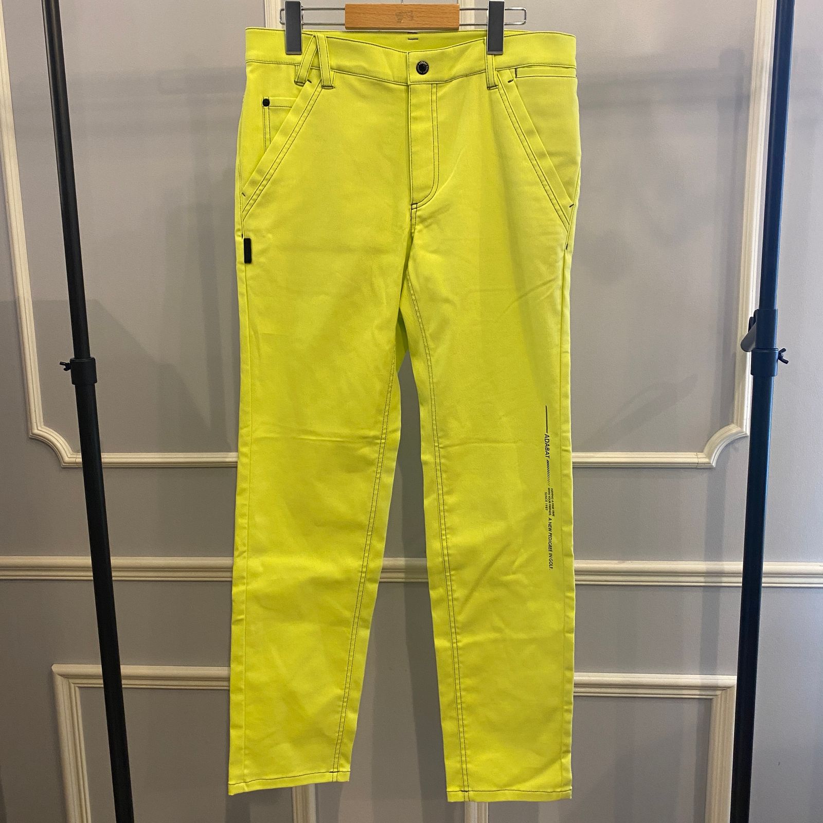 adabat アダバット 46 メンズ 撥水加工 サイドロゴデザイン スモールポケットあり ストレッチパンツ 黄緑色 BA 515 イエロー