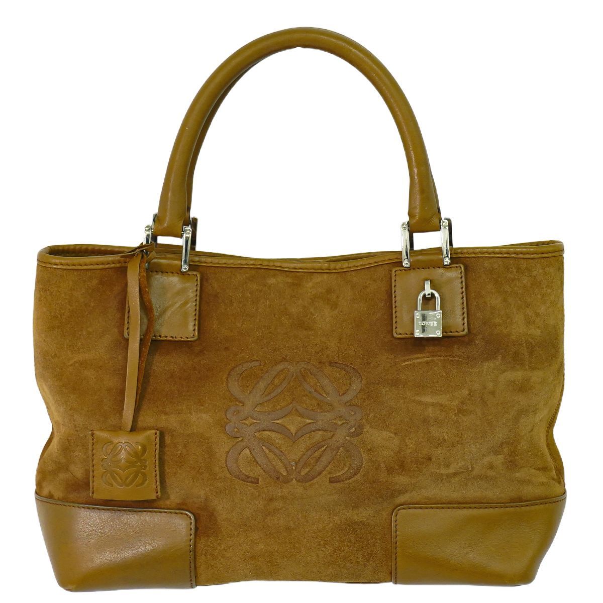 ロエベ LOEWE スエード トートバッグ こげ茶 アナグラム ブラウン