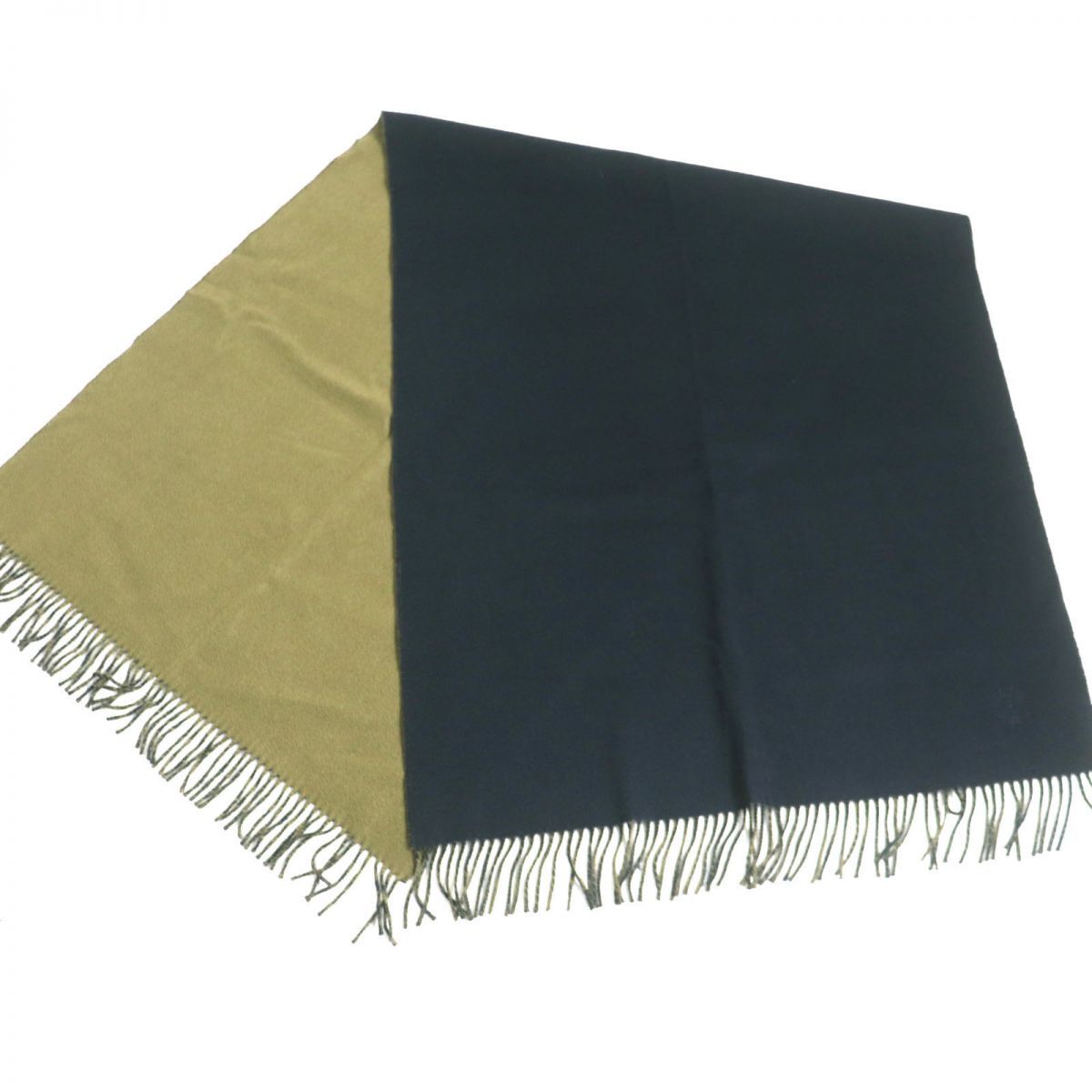 極美品▽HERMES エルメス ロゴ刺繍入り カシミヤ100% リバーシブル  