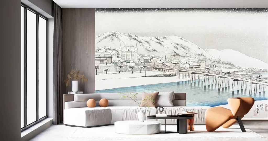 柚木沙弥郎「時計台の森」ガラス絵 肉筆 直筆サイン入 共シール 民藝