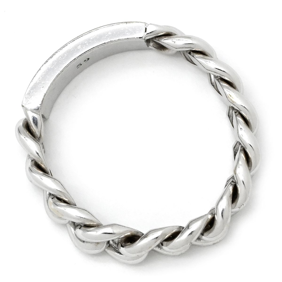 クリスチャン ディオール Christian Dior リング 指輪 ゴルメット ドゥ K18WG ホワイトゴールド 59 Dior プレート チェーン 18号