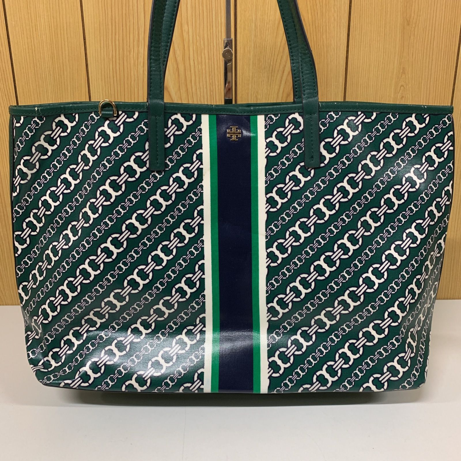 ☆ほぼ未使用 トリーバーチ　鎖柄　ゴールドロゴ トートバッグ　ジェミニリンク トリーバーチ ジェミニリンク トートバッグ ゴールドロゴ 鎖柄