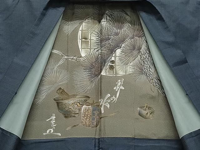 平和屋着物●男性 本場大島紬 アンサンブル 長襦袢セット 亀甲柄 正絹 CAAY3111vf WWW_MORNINGWALKER_COM