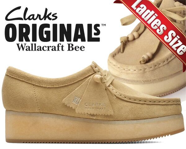 クラークス ワラクラフトビー CLARKS WALLACRAFT BEE MAPLE SUEDE 26173498 メープル スエード レディース 厚底 ウエッジ モカシン