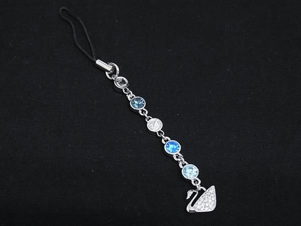 ■美品■ SWAROVSKI スワロフスキー ラインストーン キーホルダー チャーム レディース シルバー系×ブルー系 DK2330