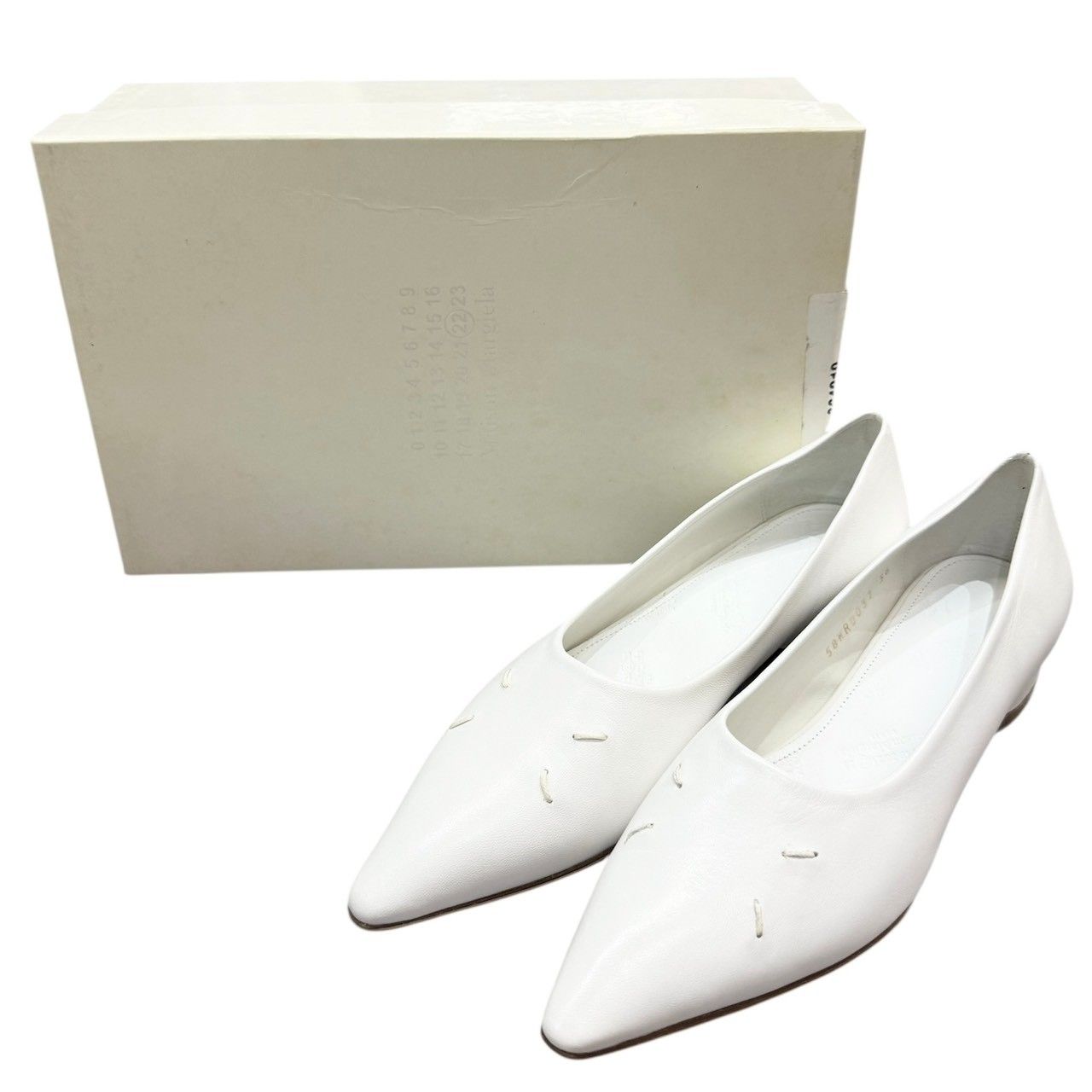 Maison Margiela メゾンマルジェラ 20SS ポインテッドトゥバレリーナパンプス S58WR0037 36 ホワイト 14921
