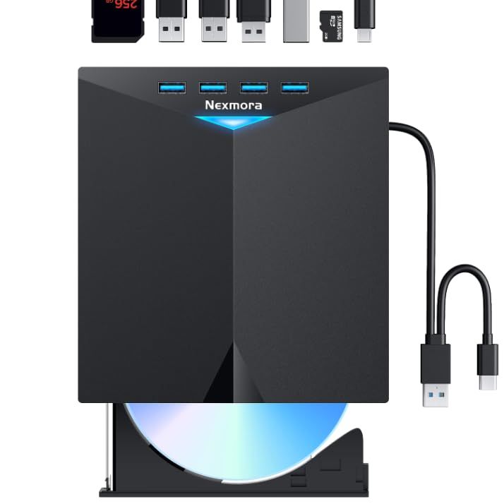 薄型多機能 ブルーレイドライブ 外付け USB3.0＆Type-C対応 薄型軽量 blu-ray プレイヤー 外付けブルーレイプレーヤーライブ