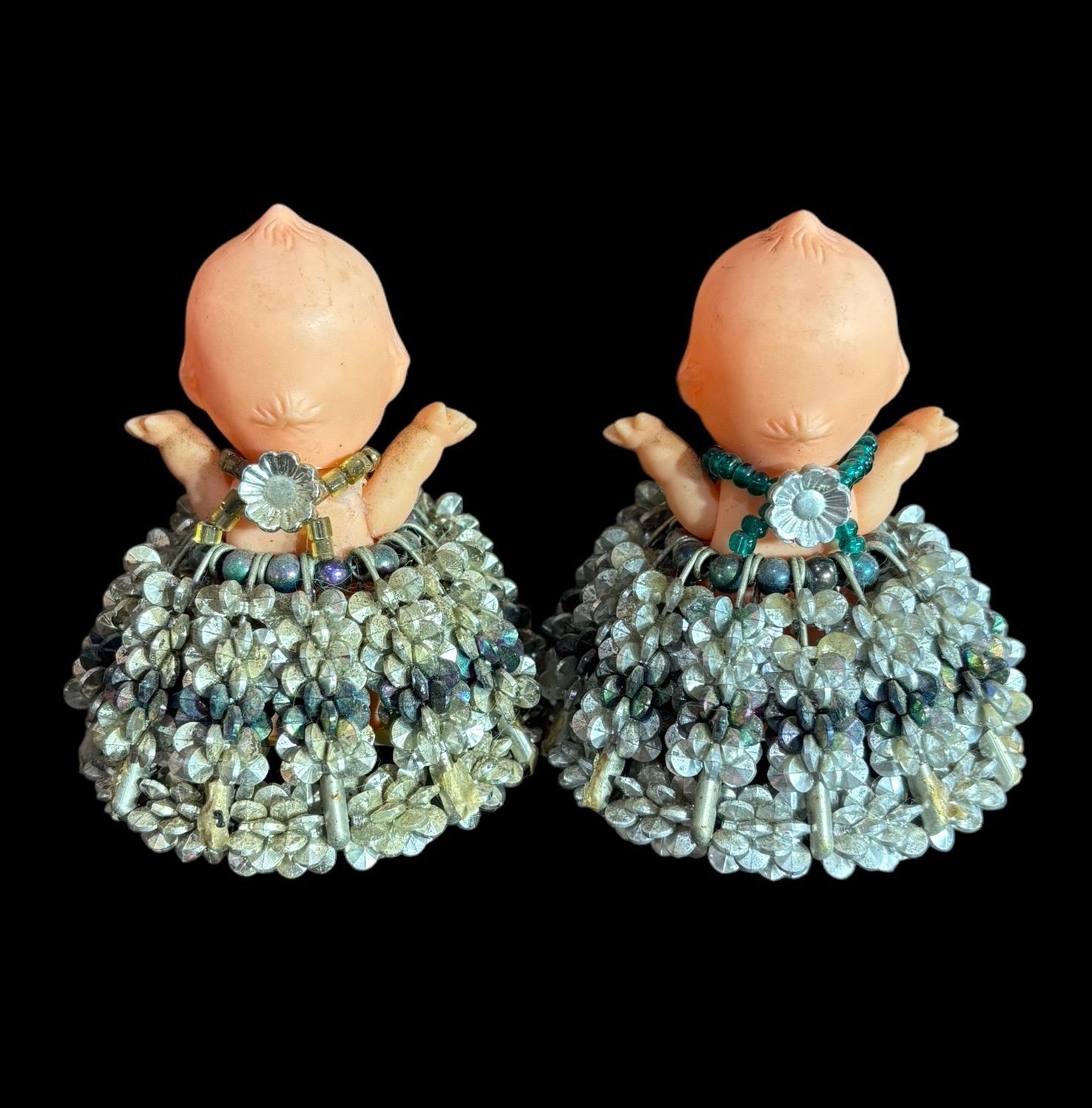2体セット】キューピー人形 ハンドメイド ドレス ビーズ作品