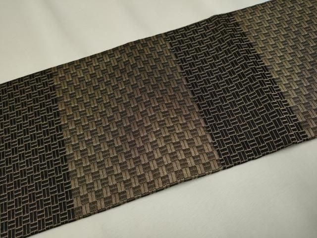 平和屋着物○九寸名古屋帯 横段吉祥文 黒地 金糸 正絹 逸品 CAAT8196hy