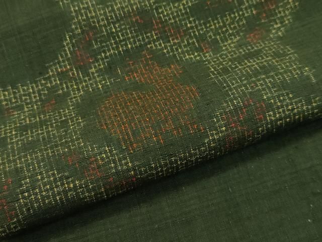 平和屋本店□極上 本場結城紬 重要無形文化財 100亀甲 有栖川 藍媚茶色