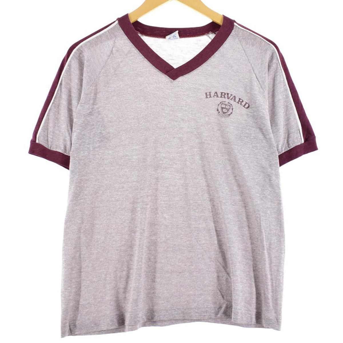 古着 80年代 チャンピオン Champion トリコタグ HARVARD ハーバード大学 Vネック リンガーTシャツ USA製 メンズM  ヴィンテージ/eaa261778