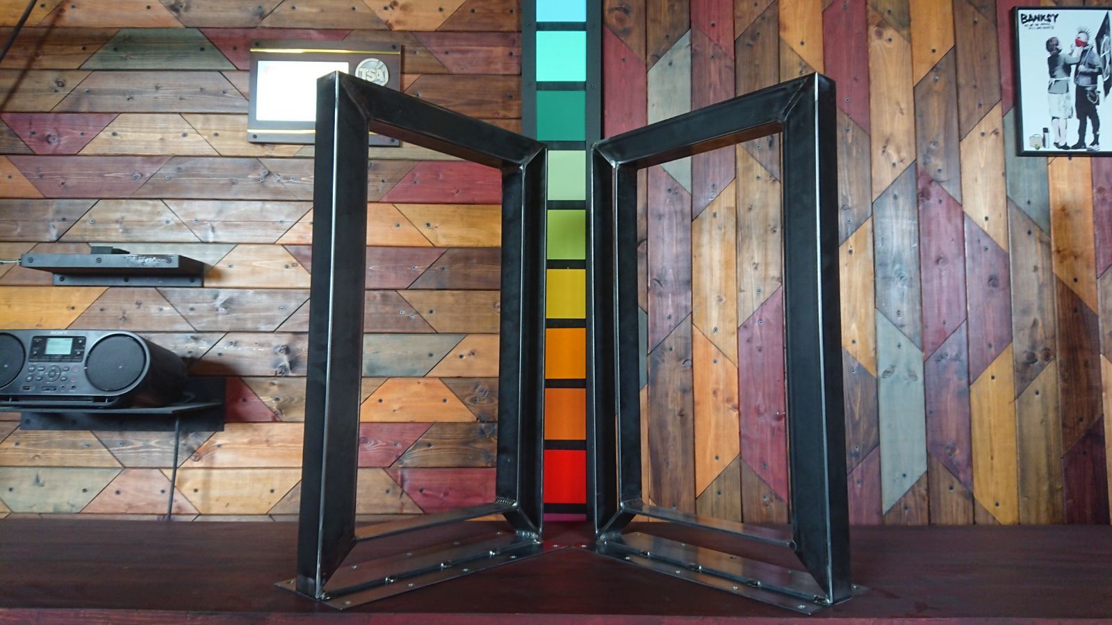 無塗装でアイアンな極太鉄脚♪ 50×400×350mm 井型 