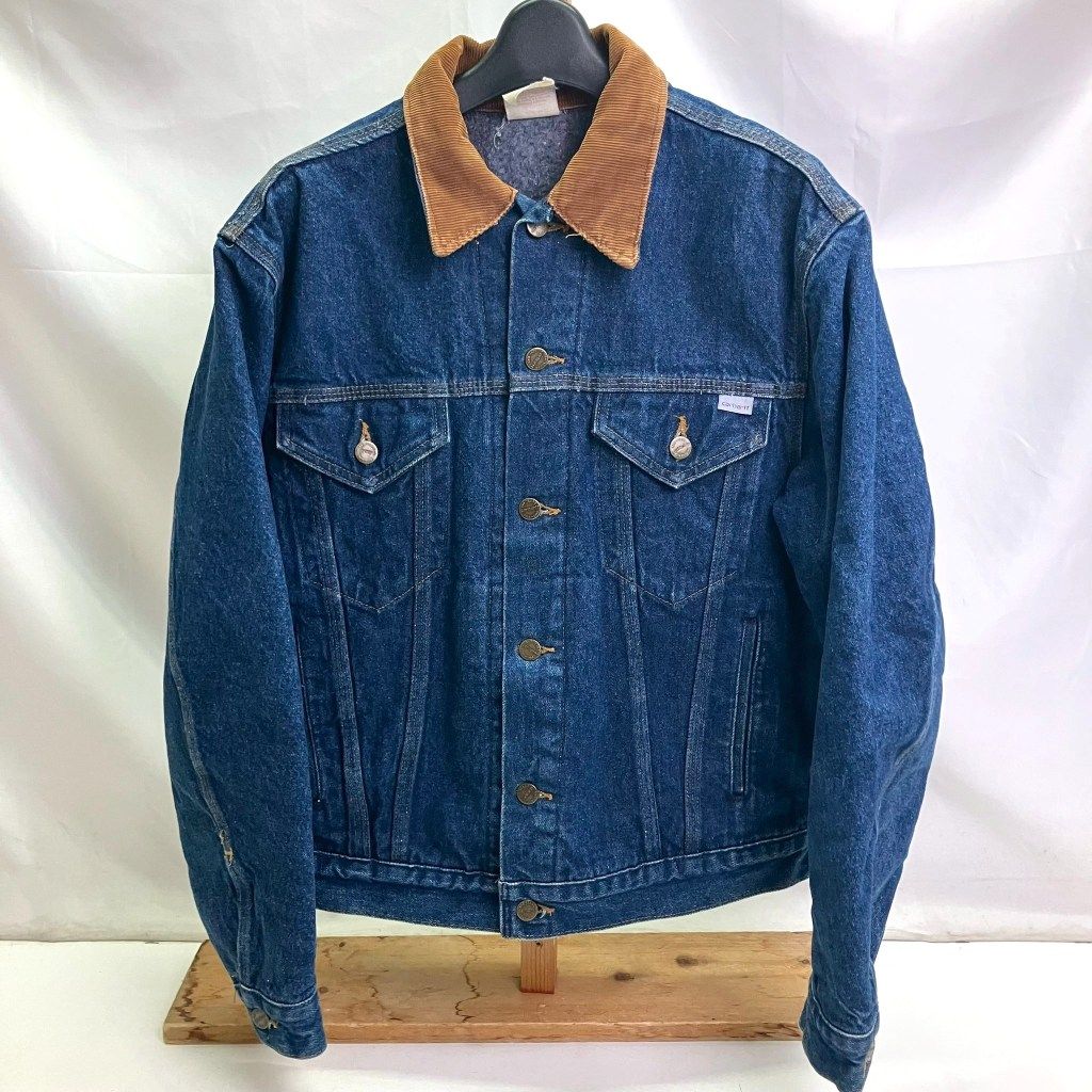 80s USA製 Carhartt カーハート デニムジャケット 襟コーデュロイ カーハート デニムジャケット コーデュロイ襟 80s 01w-5430 カーハート