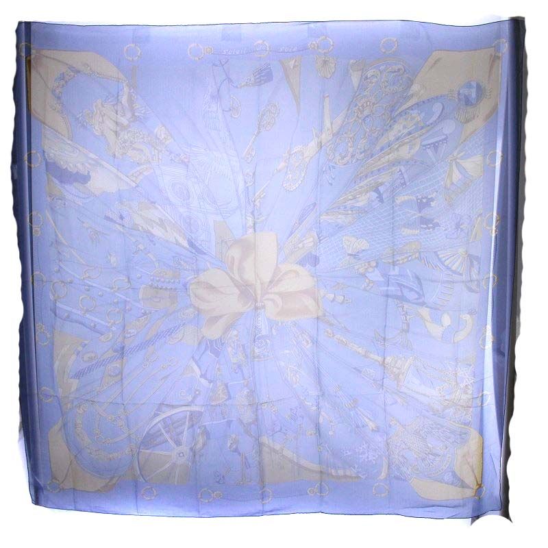エルメス 極美品 カレ140 シルクの太陽 スカーフ シルク100％ ブルー系 ...