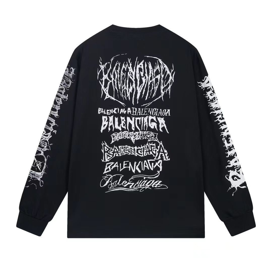 新品 Balenciaga プリント長袖Tシャツ 男女兼用a51