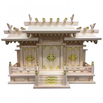 4営業日で発送 静岡木工 神棚の里 神棚 屋根違い三社 和 大 1672237