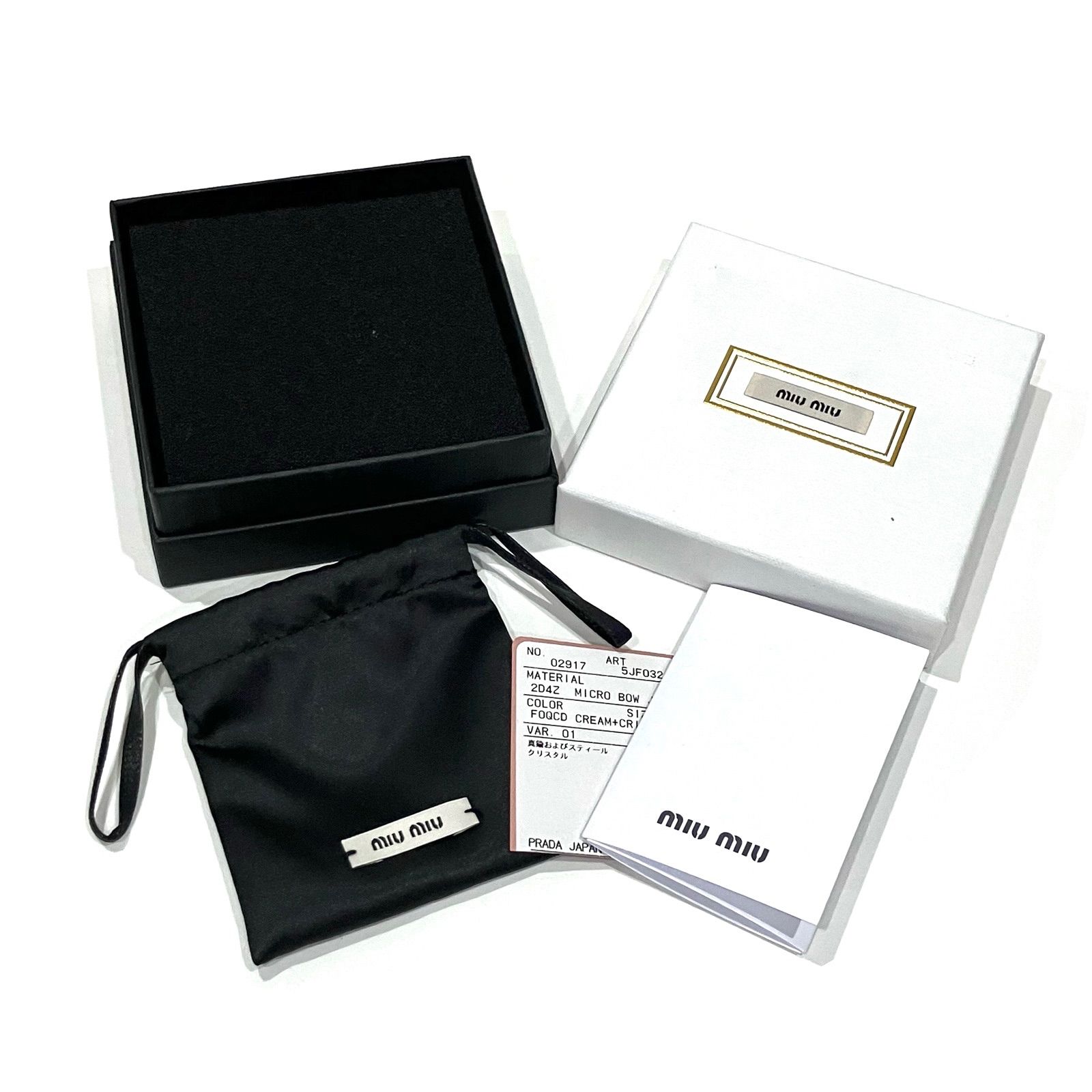ミュウミュウ MICRO BOW JEWEL ヘアピン　クリスタルリボン 極美品】MIUMIU ミュウミュウ MICRO BOW JEWEL ヘアピン ヘア