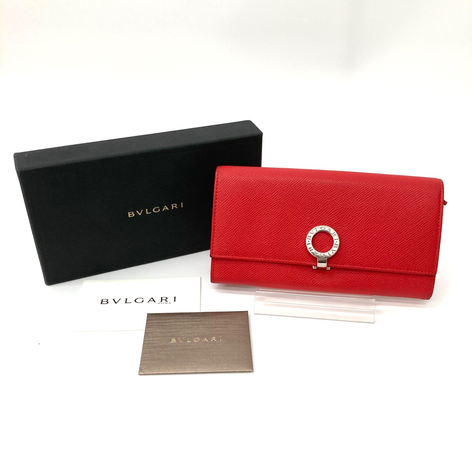 🌟最終値下げ🌟【BVLGARI】ブルガリ 二つ折り財布 ロゴクリップ レッド 