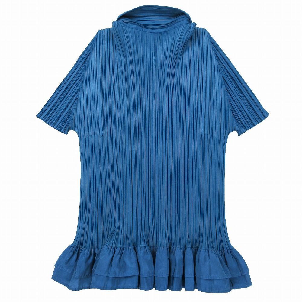 PLEATS PLEASE ブラウス　長袖シャツ 00s 2006 PLEATS PLEASE ISSEY MIYAKE シルク ペプラム シャツ