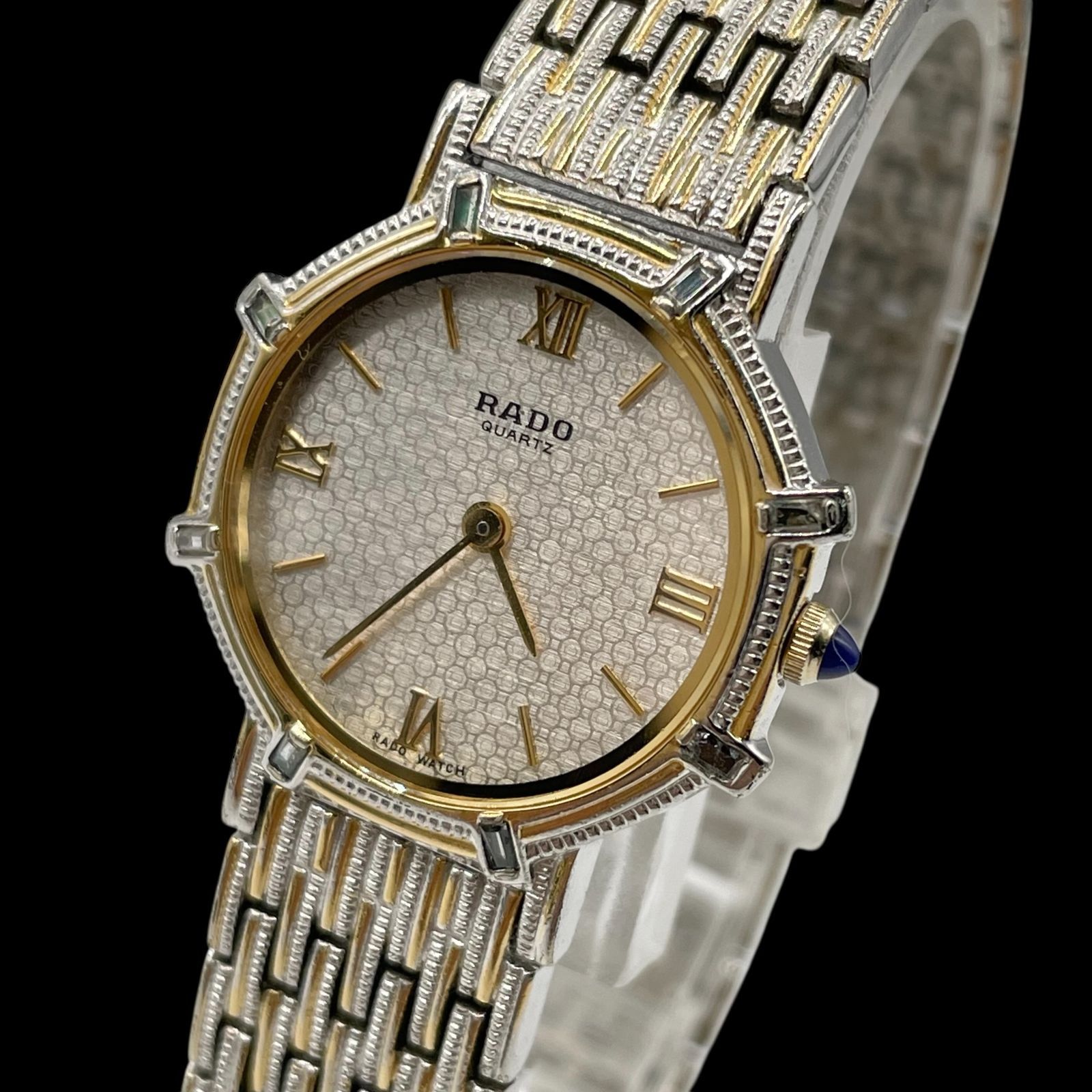 稼働 ラドー RADO 133.9024.2 ゴールド シルバー コンビ ジュビリー クォーツ 総柄文字盤 レディース腕時計