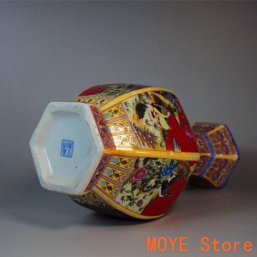琺瑯万花彩蒔絵の四角い花瓶 景徳鎮 陶磁器 装飾品 現代工芸品美術品 置物 琺瑯万花彩蒔絵の四角い花瓶 景徳鎮 陶磁器 装飾品 現代工芸品