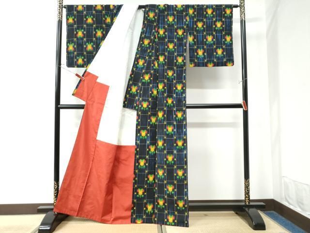 平和屋着物○久留米絣 単衣 矢羽根間道 綿 逸品 AAAZ7322zg