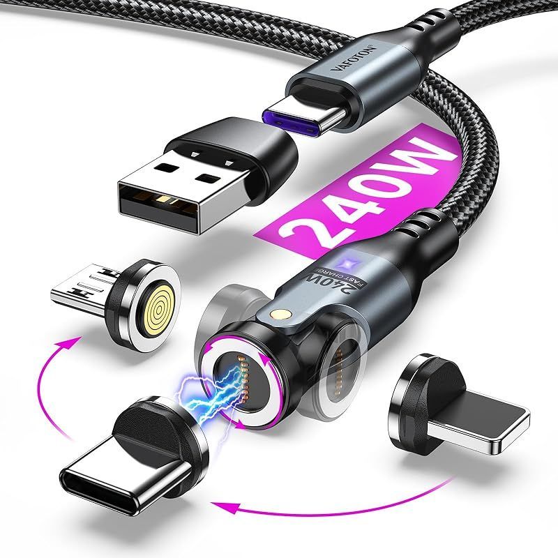 新着商品】VAFOTON 240W対応 9pin マグネット 充電ケーブル【1.8