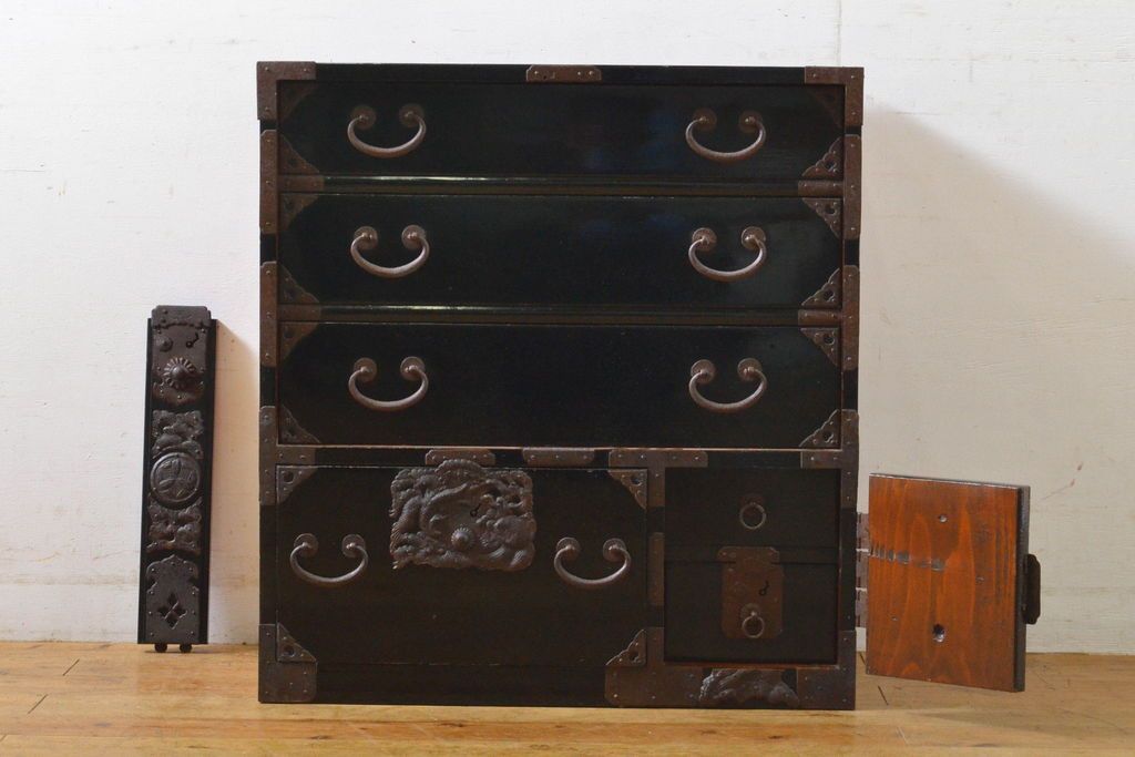 庄内小箪笥 和製アンティーク 超美品 明治大正期 金具 重厚 庄内箪笥