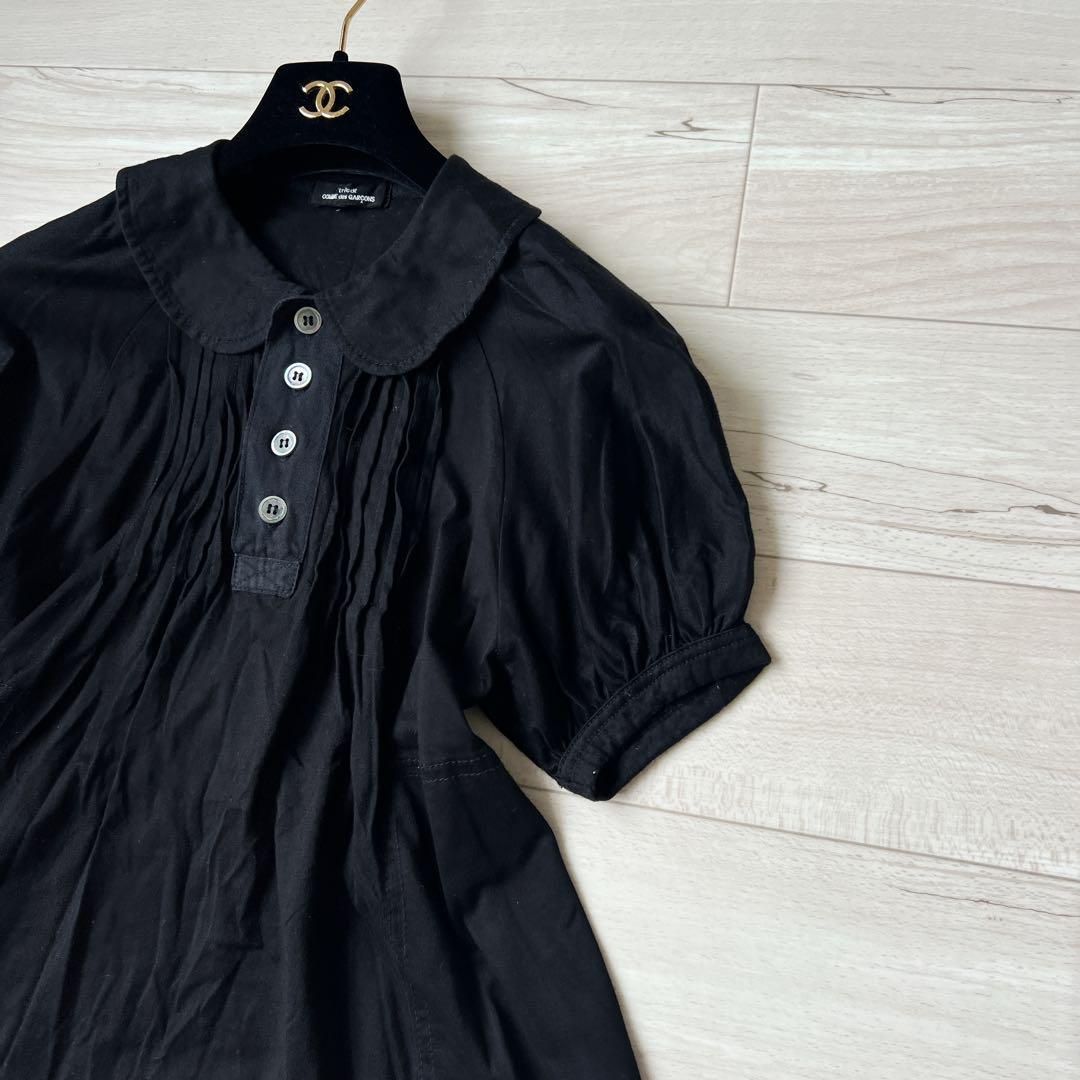 【美品】コムデギャルソン　丸襟ブラウス　ピンタック　プルオーバー シャツ 美品】コムデギャルソン 丸襟ブラウス ピンタック プルオーバー