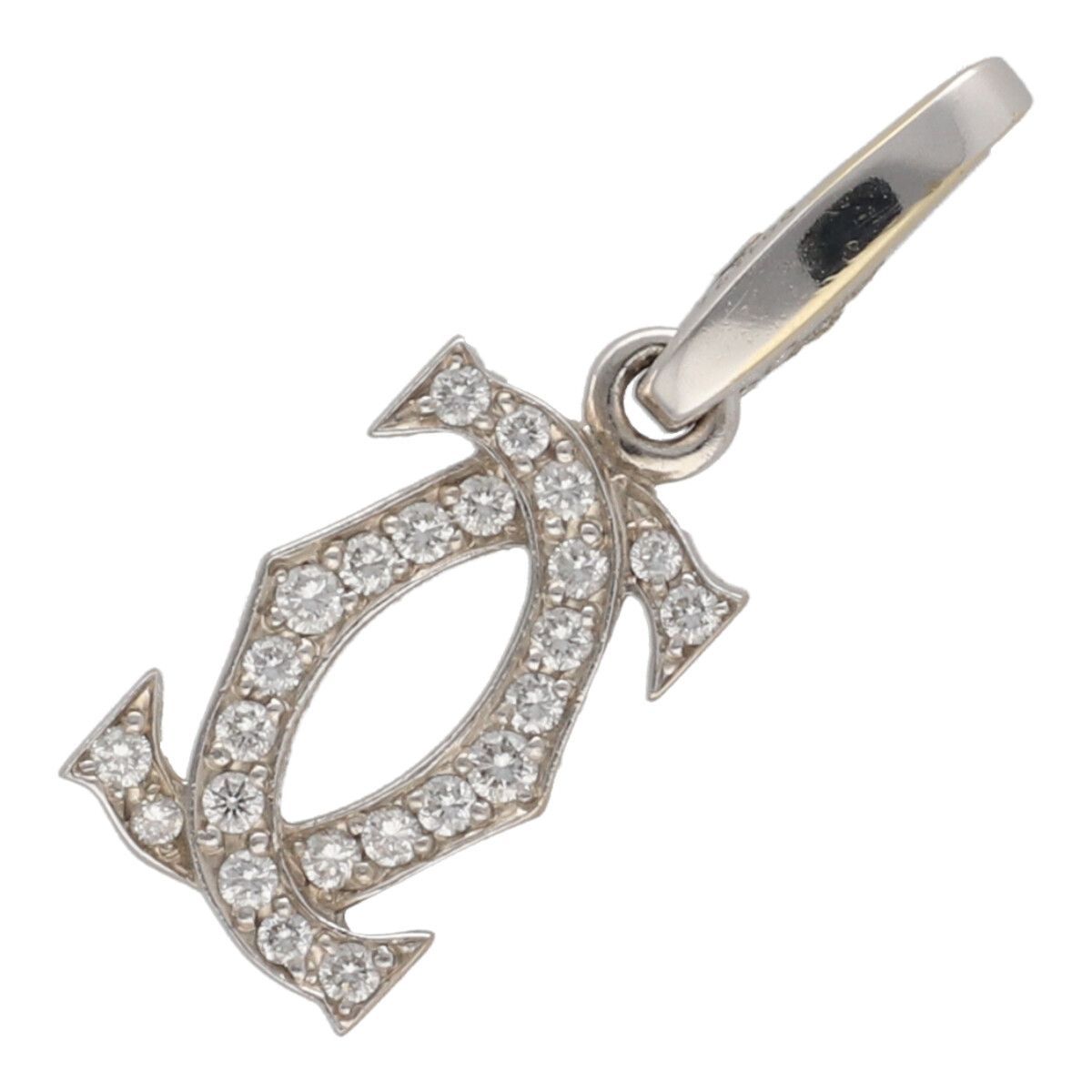 中古】 Cartier カルティエ C ドゥ チャーム K18 WG 2C ダイヤ 