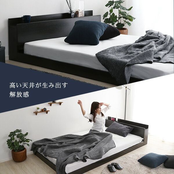 ナチュラル◇引出し宮棚付き収納木製シングルベッド 収納ラック 2口