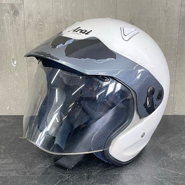 ジェットヘルメット 【中古】 Arai アライ UP TOWN SZ-M 59-60cm ホワイト オートバイ バイク アップタウン PSCマーク有 / 58196