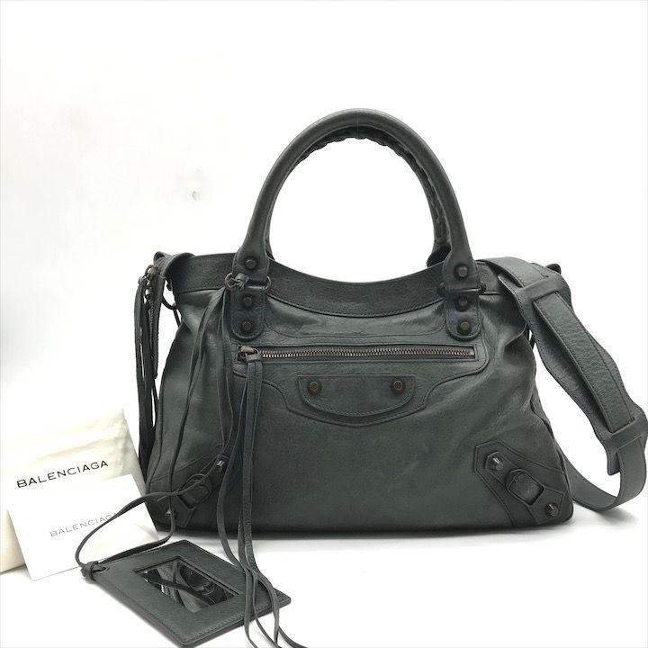 BALENCIAGA バレンシアガ ザ タウン レザー 2WAY ハンド ショルダー バッグ グレー レディース ブランド カバン 鞄 k5580