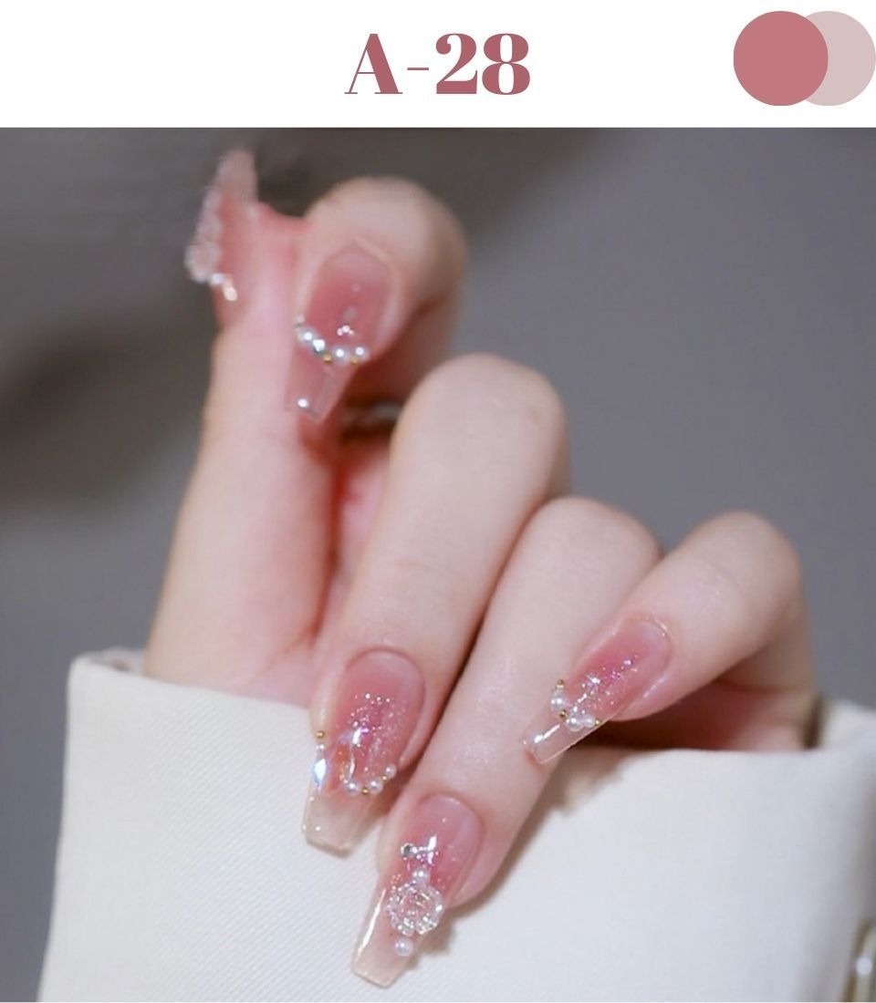 ネイルチップ ロングタイプ ジェルネイル風 マグネット フレンチネイル