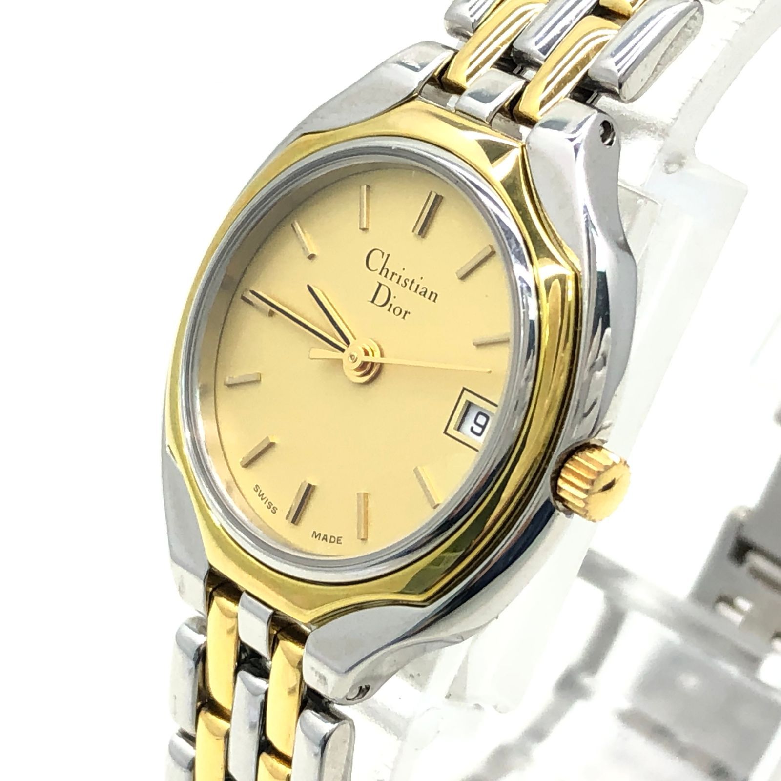 クリスチャン ディオール 3001 腕時計 デイト レディース 稼働品