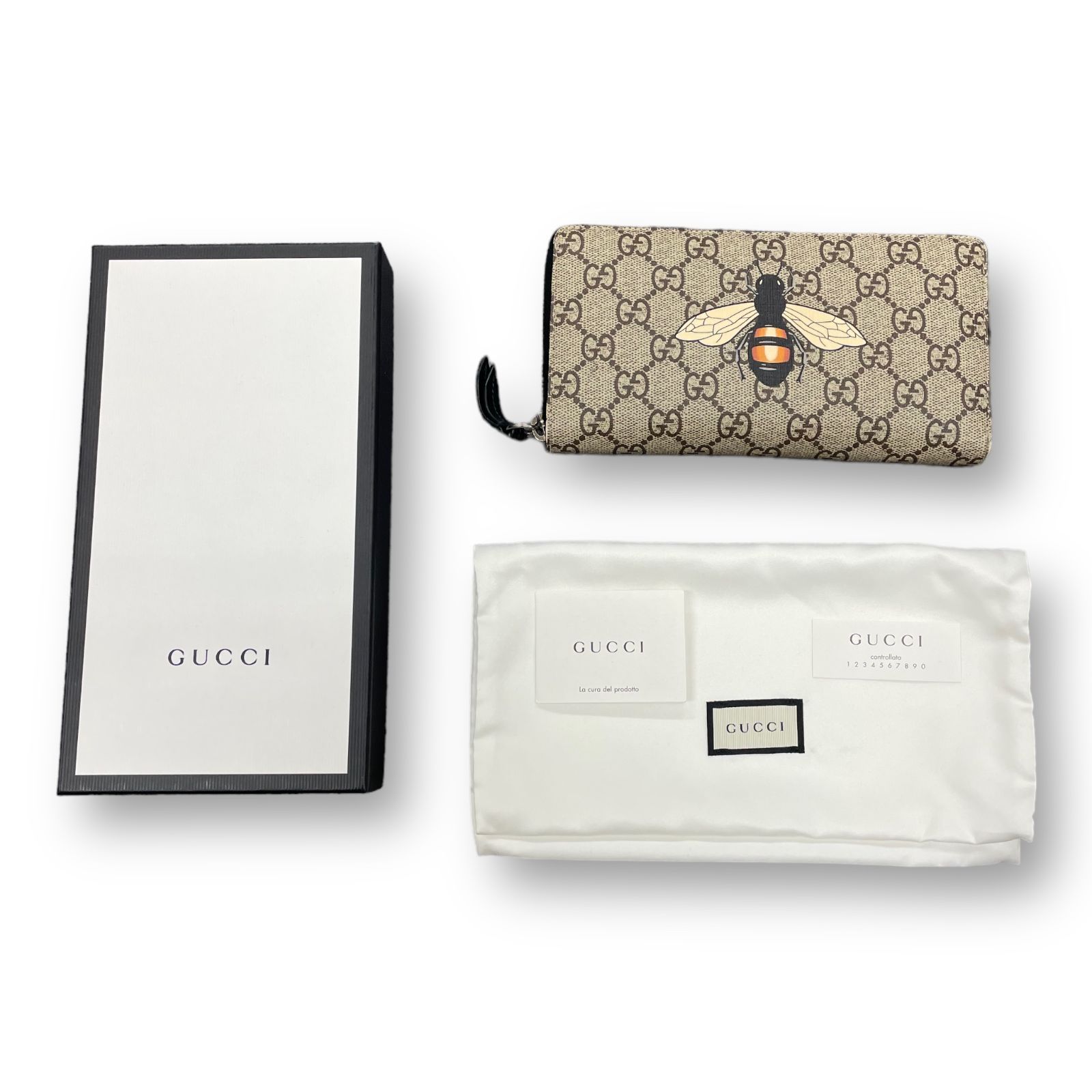 GUCCI グッチ GGスプリーム BEE ビー ハチ 蜂 ラウンドファスナー 長