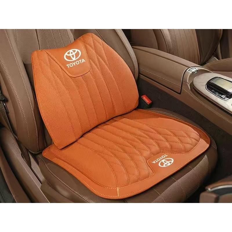 ◆トヨタ TOYOTA◆オレンジ◆シートクッション 車用 シートカバー ナッパ レザー 腰当て 滑り止め 弾性 座布団1点 腰クッション1点 aace qt