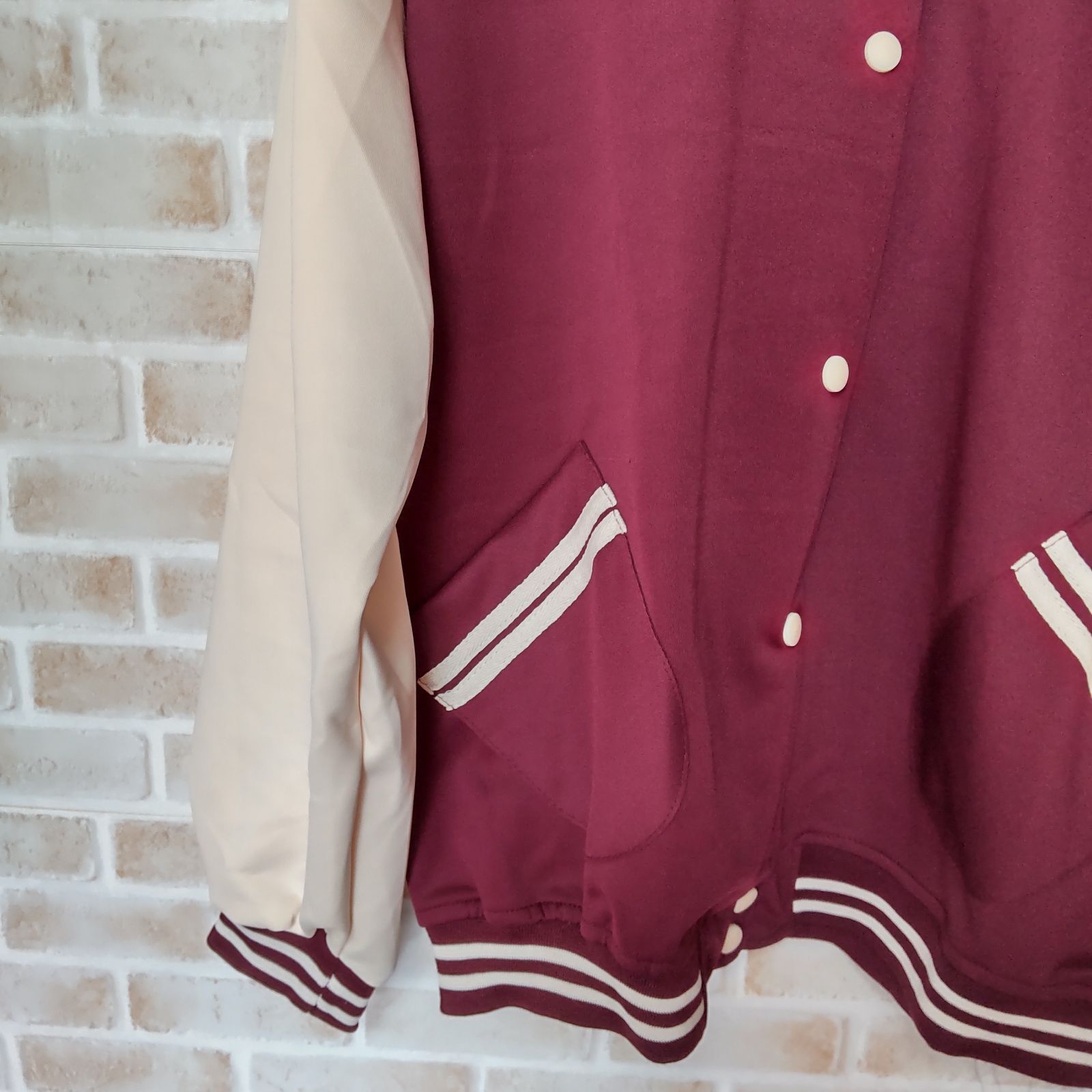 レディース　スタジャン　新品　ボルドー　M～L　オーバーサイズ