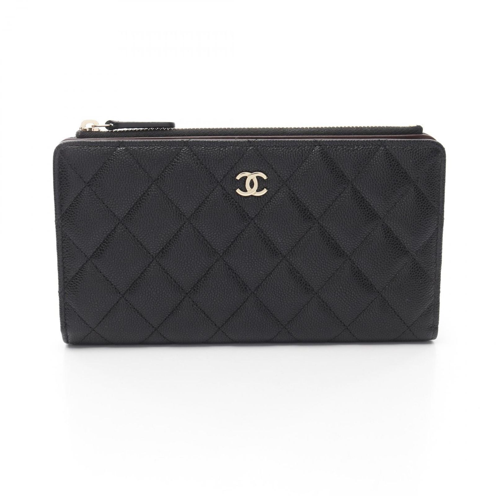シャネル キャビアスキン マトラッセ 長財布 ブラック CHANEL シャネル 財布 マトラッセ レディース ブランド 長財布
