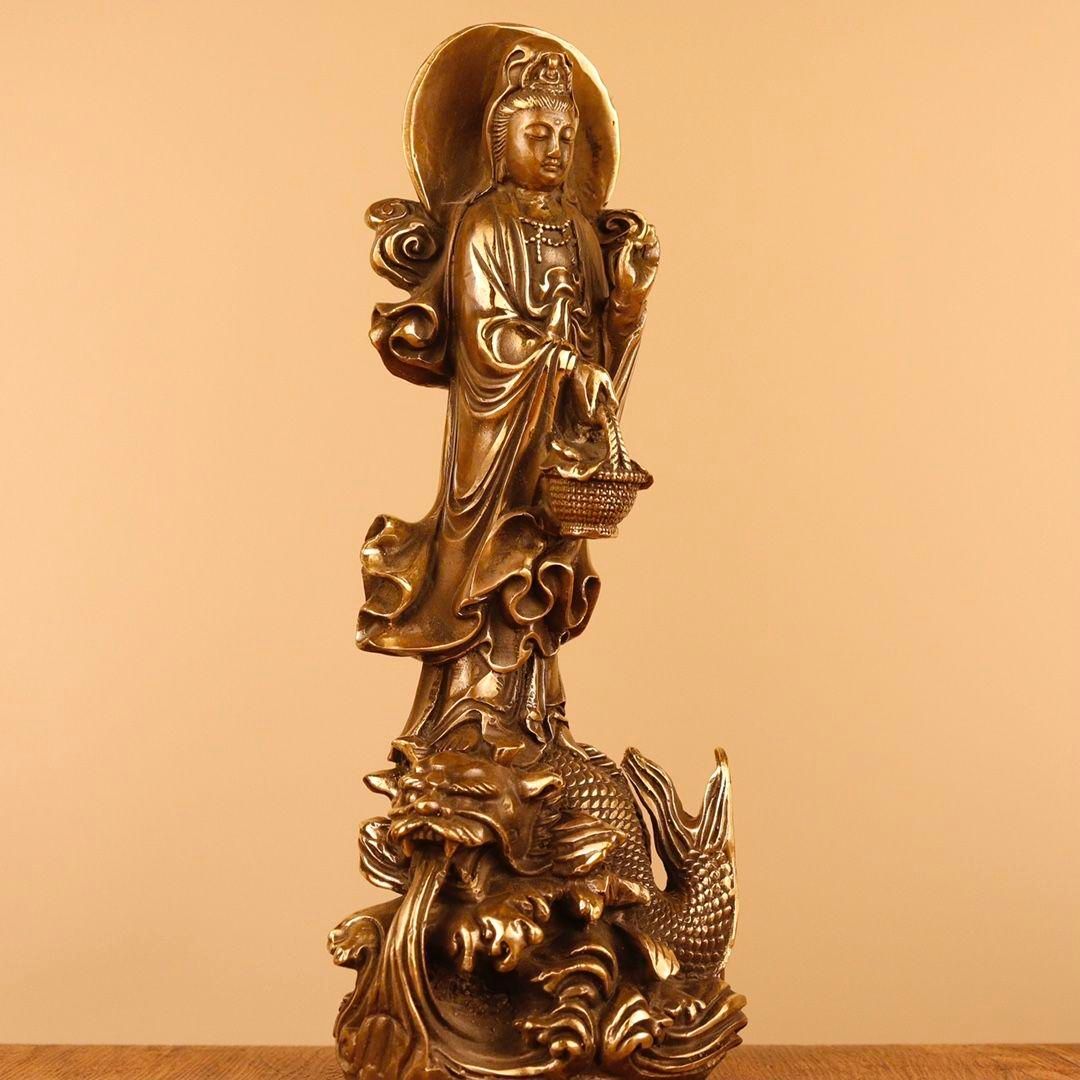 仏教美術 観世音菩薩 駅魚提籠観音仏像 銅像 置物 菩薩 供養 仏教美術 観世音菩薩 駅魚提籠観音仏像 銅像 置物 菩薩 供養