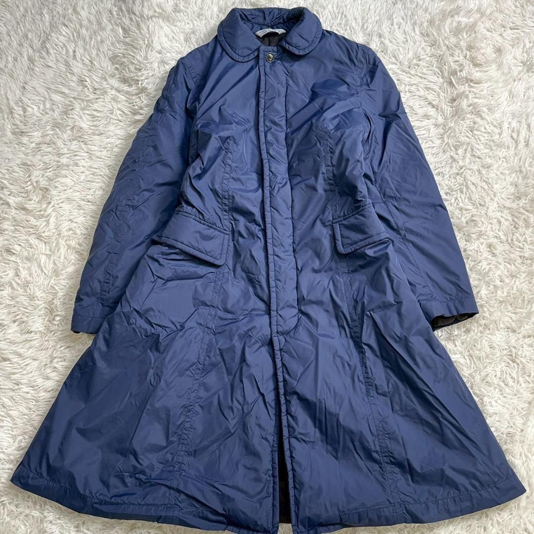 コムデギャルソン　コムコム　丸襟コート　ネイビー COMME des GARCONS コムコム コムデギャルソン ナイロン 中綿 ロング