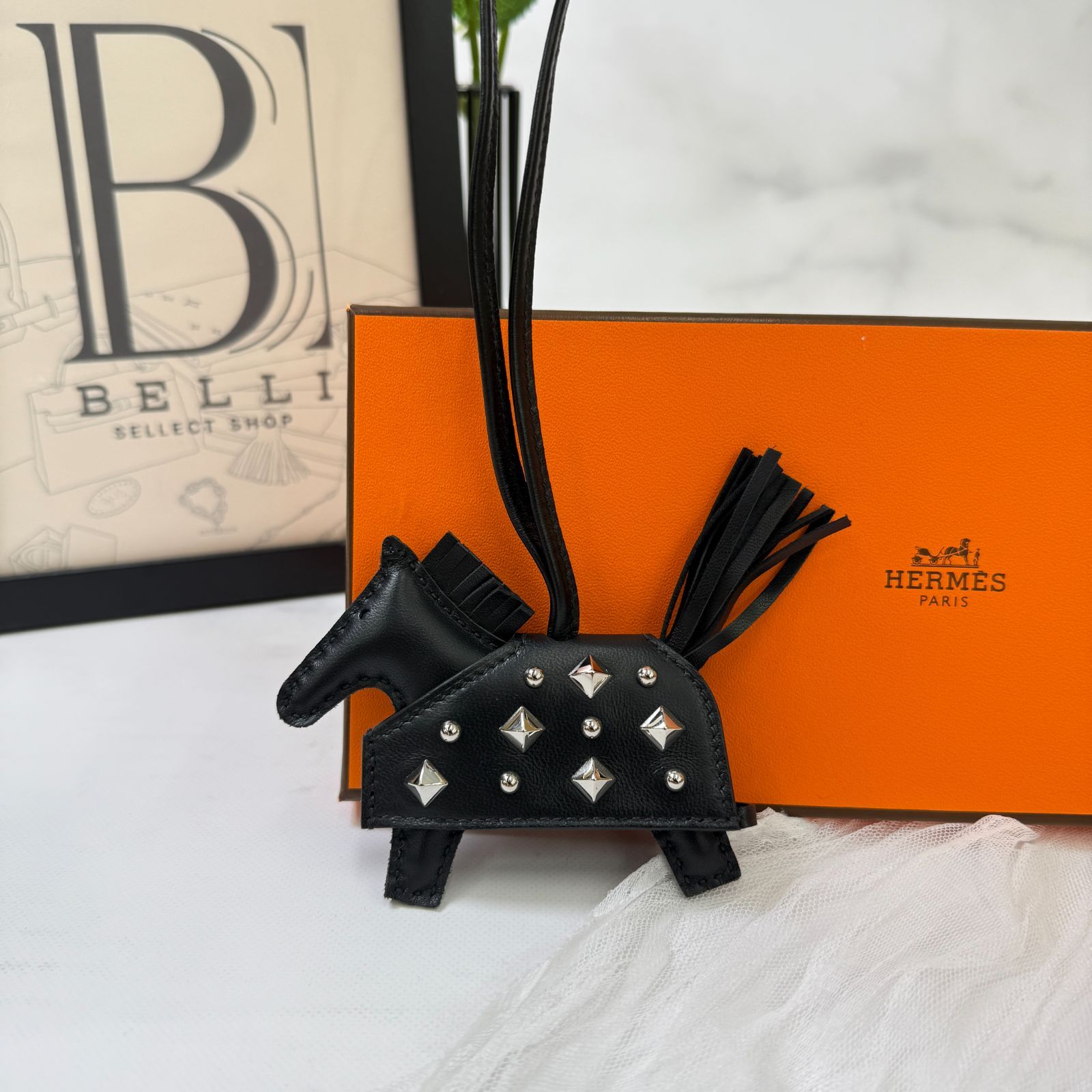 鑑定済み エルメス ロデオ PM ロベオ ロック ブラック シルバー金具 アニューミロ スイフト K刻印 馬