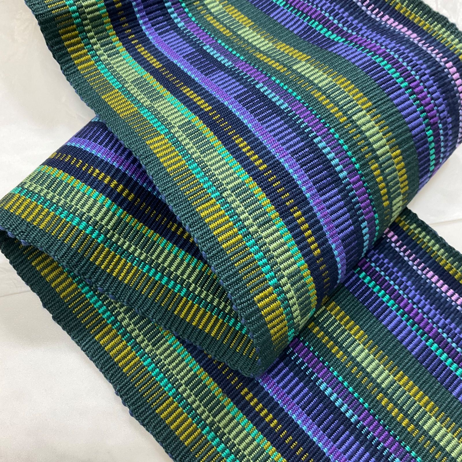 未使用品 和服帯 木綿 手織り 八重山ミンサー 絣.半幅帯 八重山